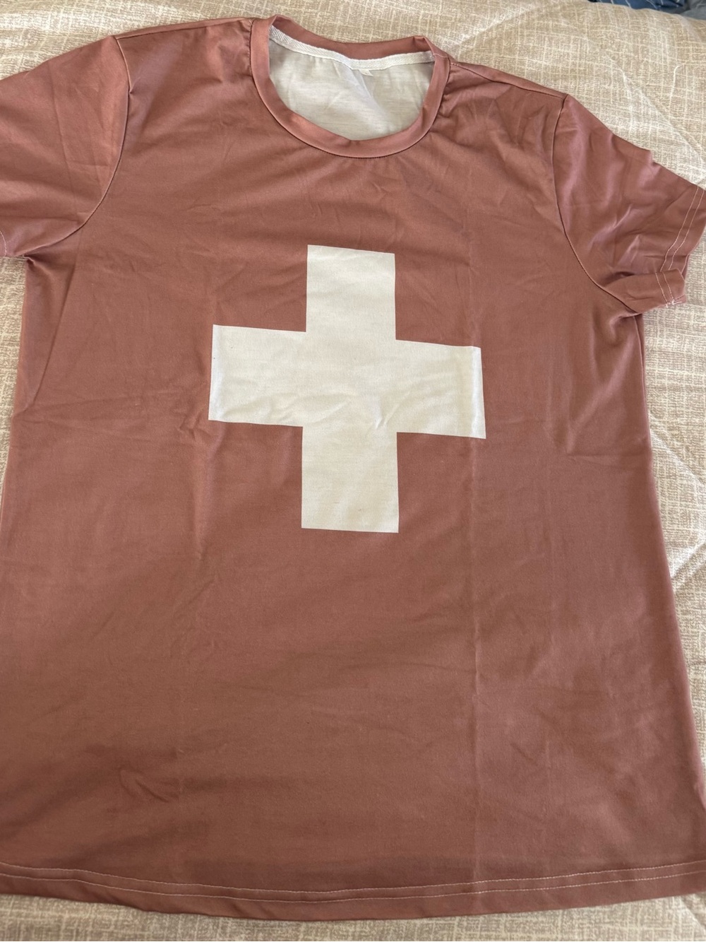 Women’s terracotta colored Cross Graphic Tee - Unbranded